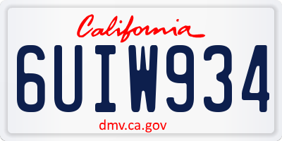 CA license plate 6UIW934