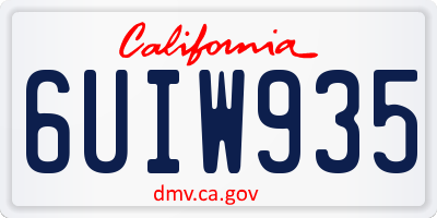 CA license plate 6UIW935