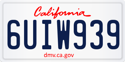 CA license plate 6UIW939