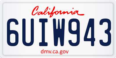 CA license plate 6UIW943