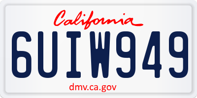 CA license plate 6UIW949