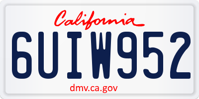 CA license plate 6UIW952