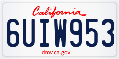 CA license plate 6UIW953