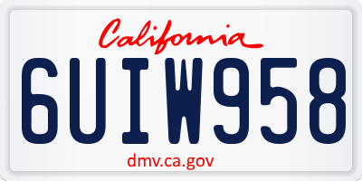 CA license plate 6UIW958
