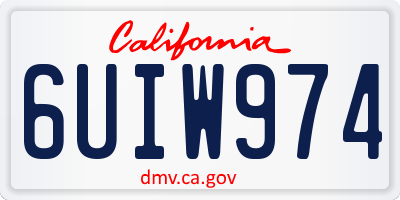 CA license plate 6UIW974