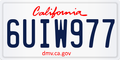 CA license plate 6UIW977