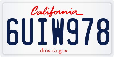 CA license plate 6UIW978