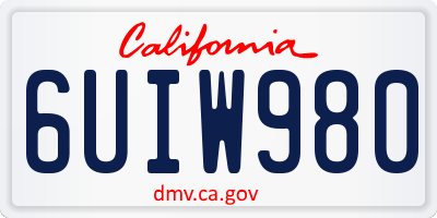 CA license plate 6UIW980
