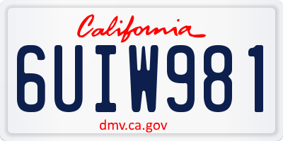 CA license plate 6UIW981