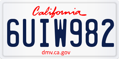CA license plate 6UIW982