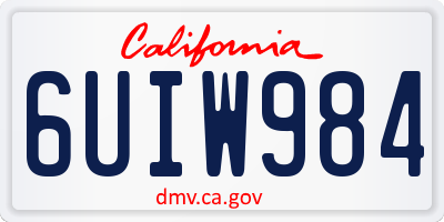 CA license plate 6UIW984