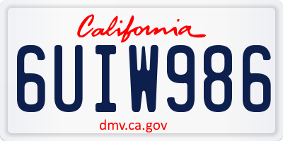 CA license plate 6UIW986