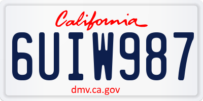 CA license plate 6UIW987