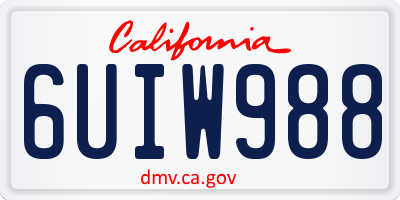 CA license plate 6UIW988