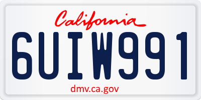 CA license plate 6UIW991