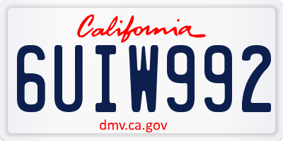 CA license plate 6UIW992