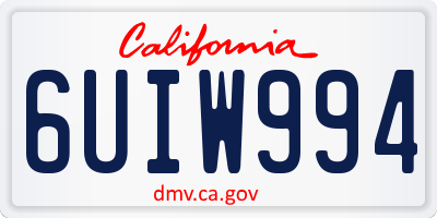 CA license plate 6UIW994