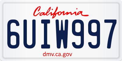CA license plate 6UIW997