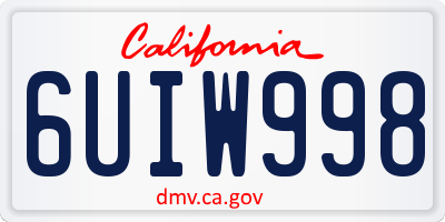 CA license plate 6UIW998