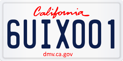 CA license plate 6UIX001