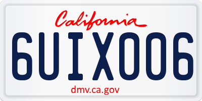 CA license plate 6UIX006
