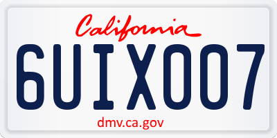 CA license plate 6UIX007