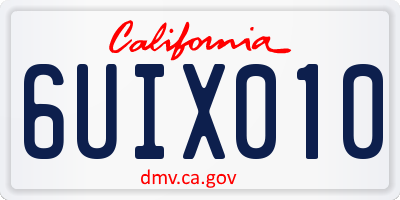CA license plate 6UIX010