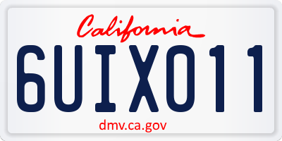 CA license plate 6UIX011
