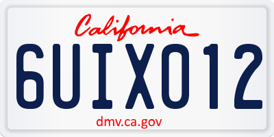 CA license plate 6UIX012