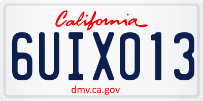 CA license plate 6UIX013
