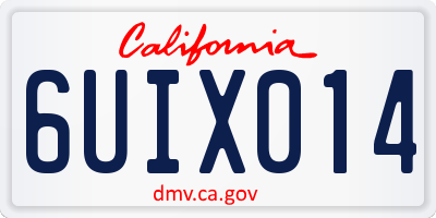 CA license plate 6UIX014