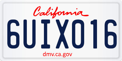 CA license plate 6UIX016