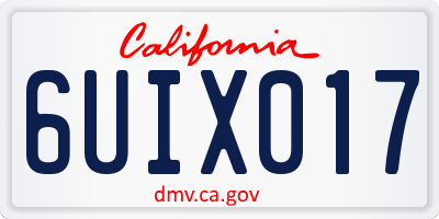 CA license plate 6UIX017