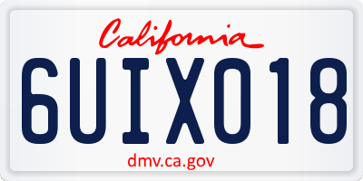 CA license plate 6UIX018