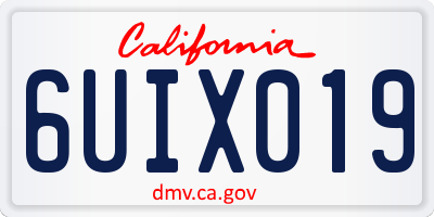 CA license plate 6UIX019