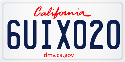 CA license plate 6UIX020