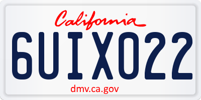 CA license plate 6UIX022