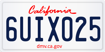 CA license plate 6UIX025