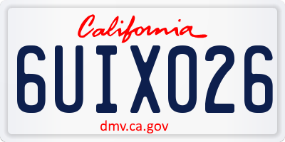 CA license plate 6UIX026