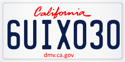 CA license plate 6UIX030