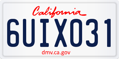 CA license plate 6UIX031