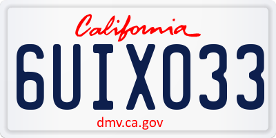 CA license plate 6UIX033