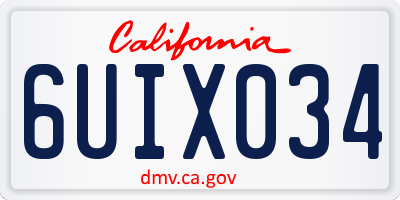 CA license plate 6UIX034
