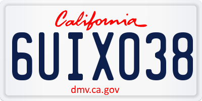 CA license plate 6UIX038