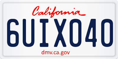 CA license plate 6UIX040