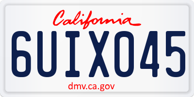 CA license plate 6UIX045