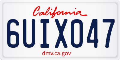 CA license plate 6UIX047