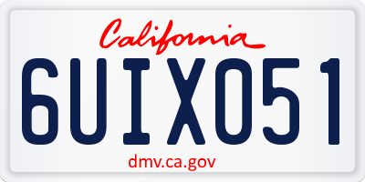 CA license plate 6UIX051