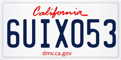 CA license plate 6UIX053