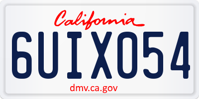 CA license plate 6UIX054